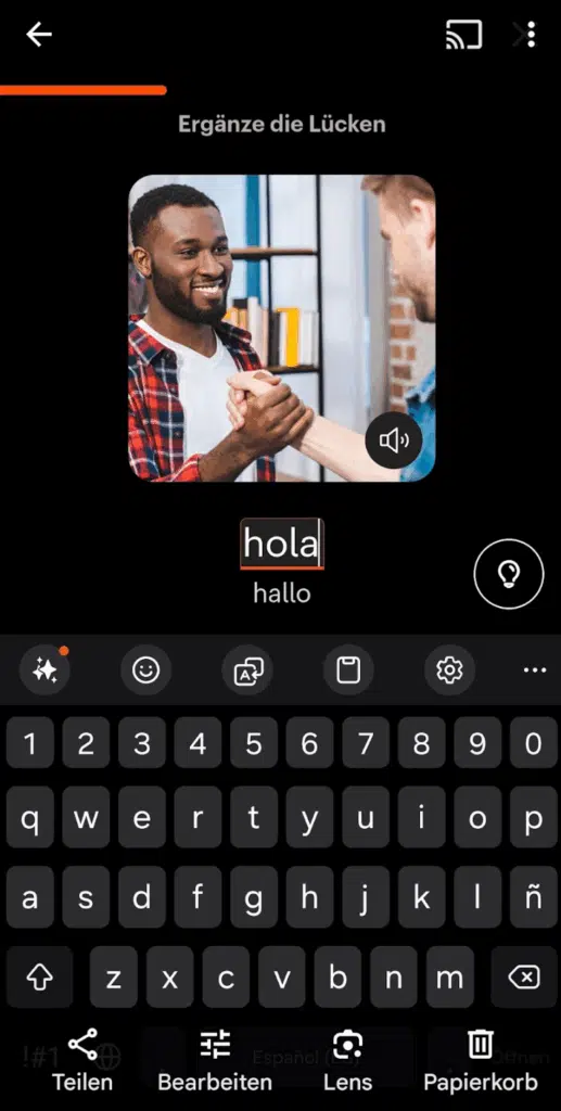 Babbel Vokabeltrainer (mit Spanischer Tastatur)