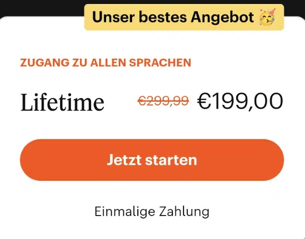 Im Januar Sale 2026 ist die Babbel App für einmalig 199 Euro erhältlich. Außerhalb der Sale Periode kostet diese normalerweise bis zu 299 Euro.